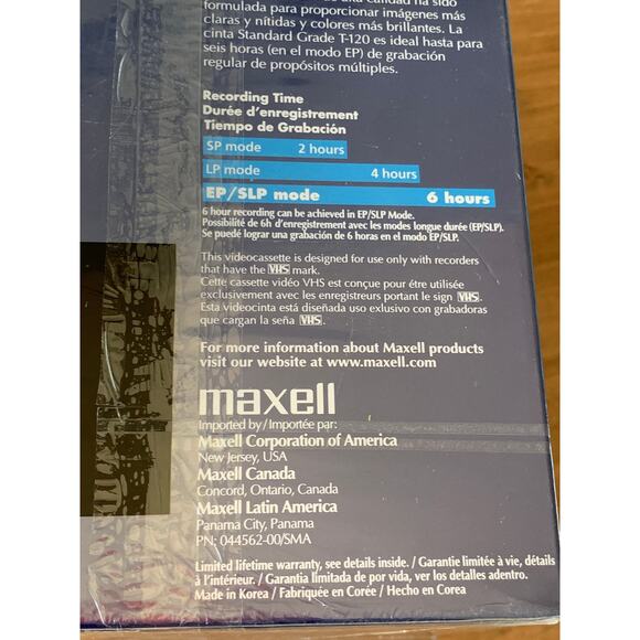 Maxell 6 Hour T-120 4 Pack Blank Standard Grade VHS Tapes Factory Sealed - Picture 4 of 7